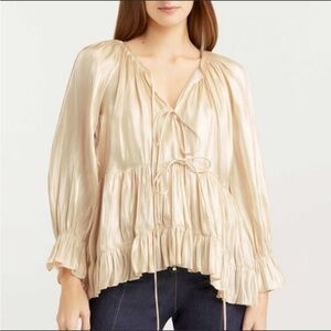 Cinq A Sept Women’s Christie Top Cream Size XS Blouse Tie Front